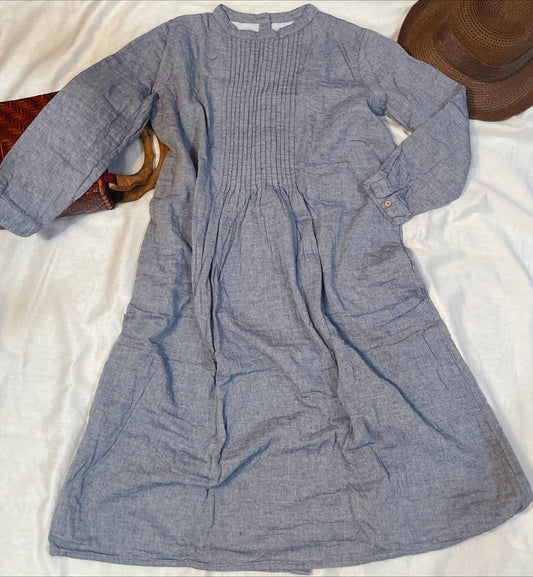 Graceful Grey Oriental-Style Cotton Dress for Women